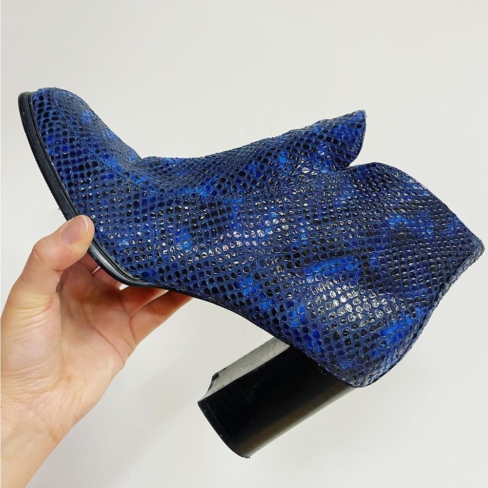 Blue snakeskin boots